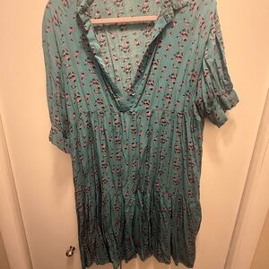 NATURAL LIFE Teal Floral Becca Mini Dress